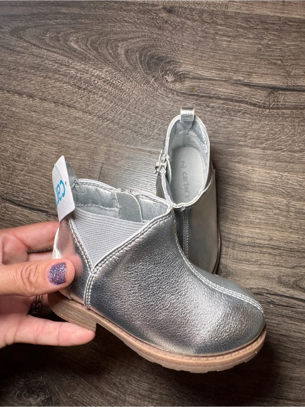 Carter's Metallic Silver Toddler Ankle Boots